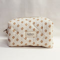 Quilted Cotton Pouch in Brown Diamonds
