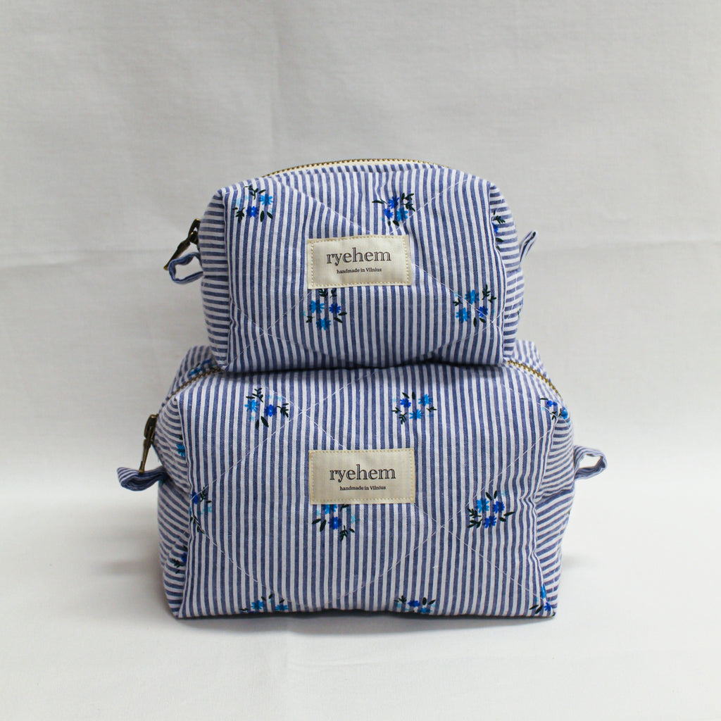 Quilted Striped Cotton Pouch