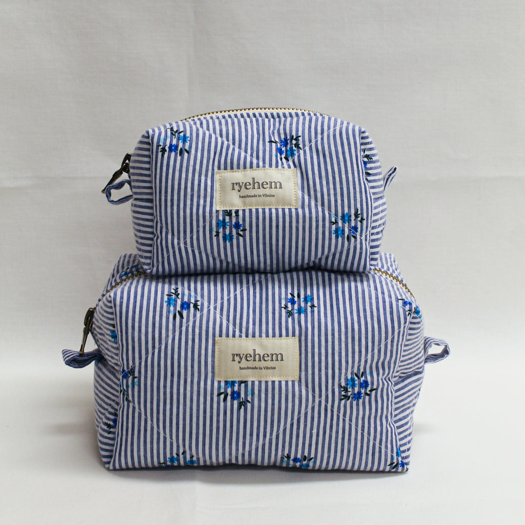 Quilted Striped Cotton Pouch
