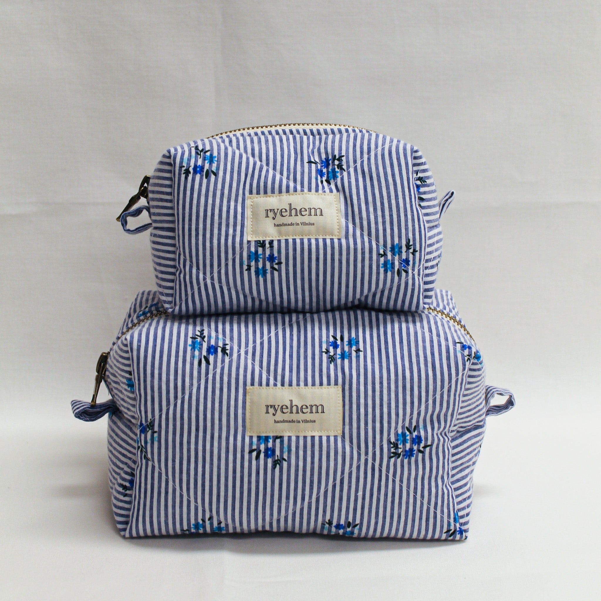 Quilted Striped Cotton Pouch
