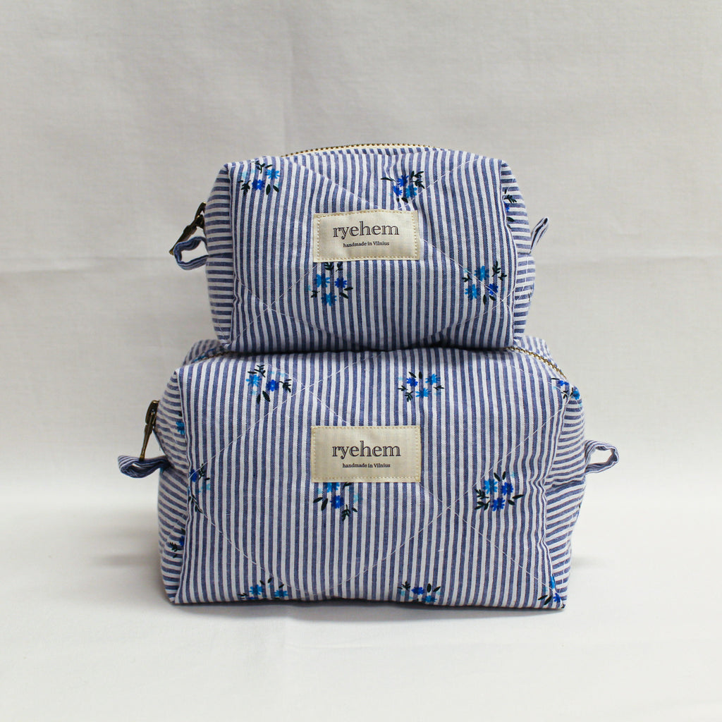 Quilted Striped Cotton Pouch
