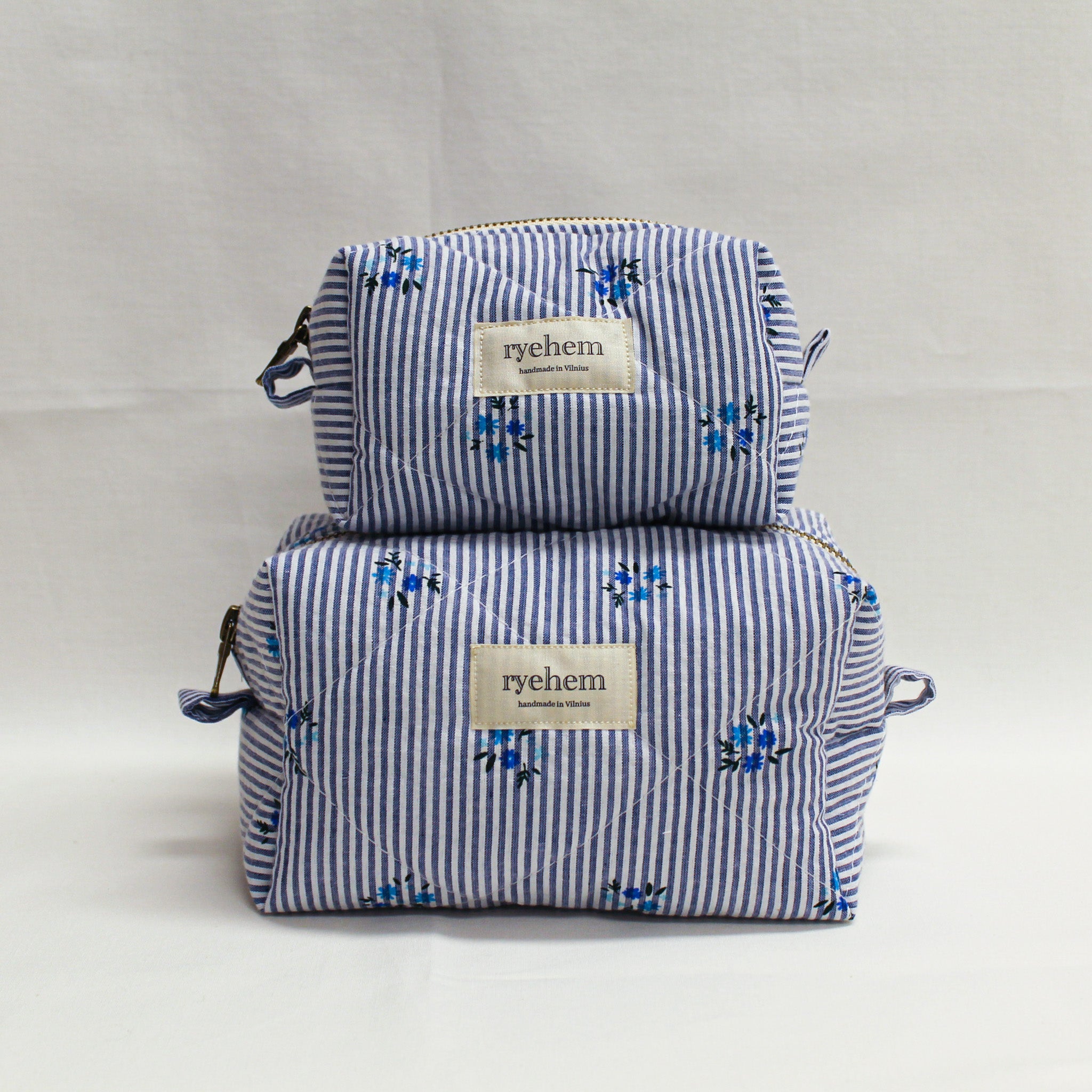 Quilted Striped Cotton Pouch