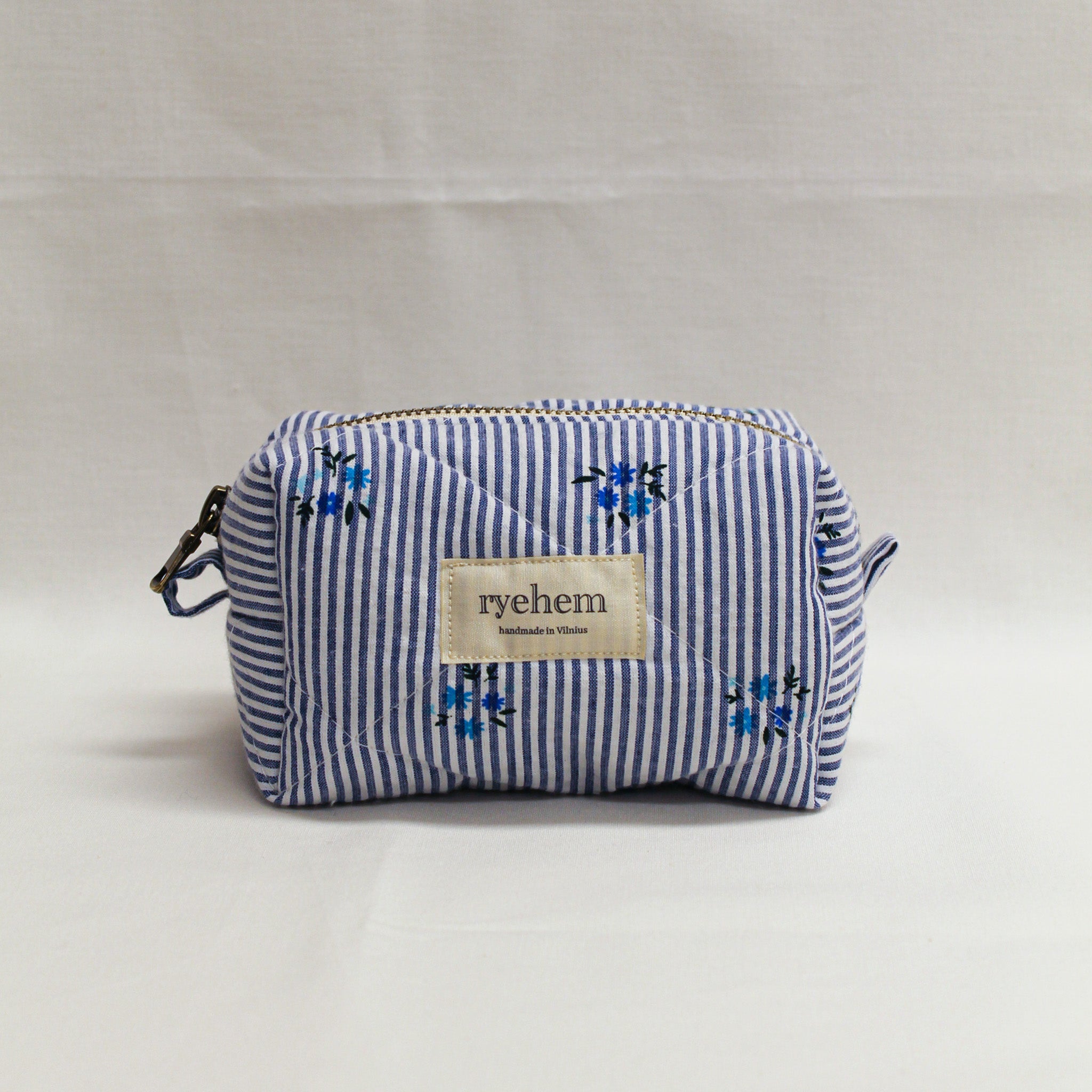 Quilted Striped Cotton Pouch