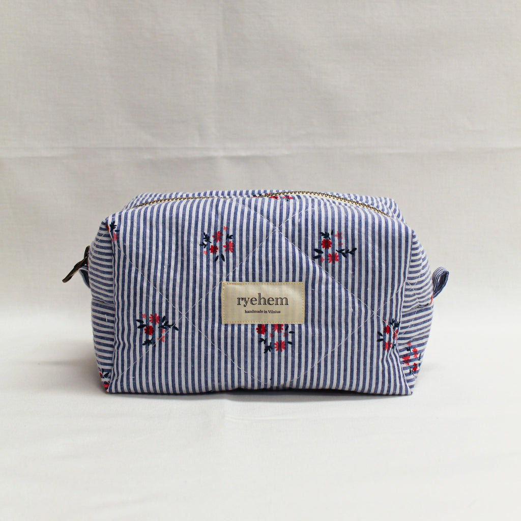 Quilted Striped Cotton Pouch