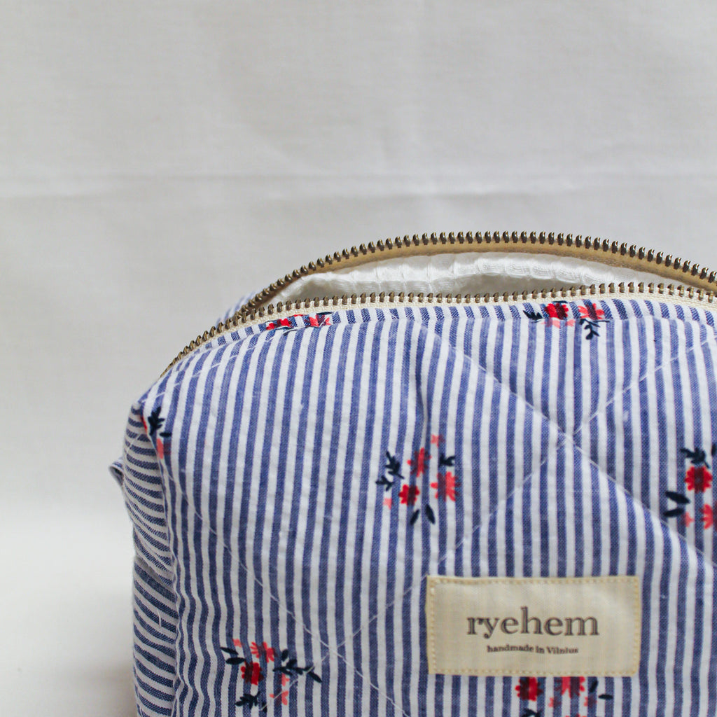 Quilted Striped Cotton Pouch