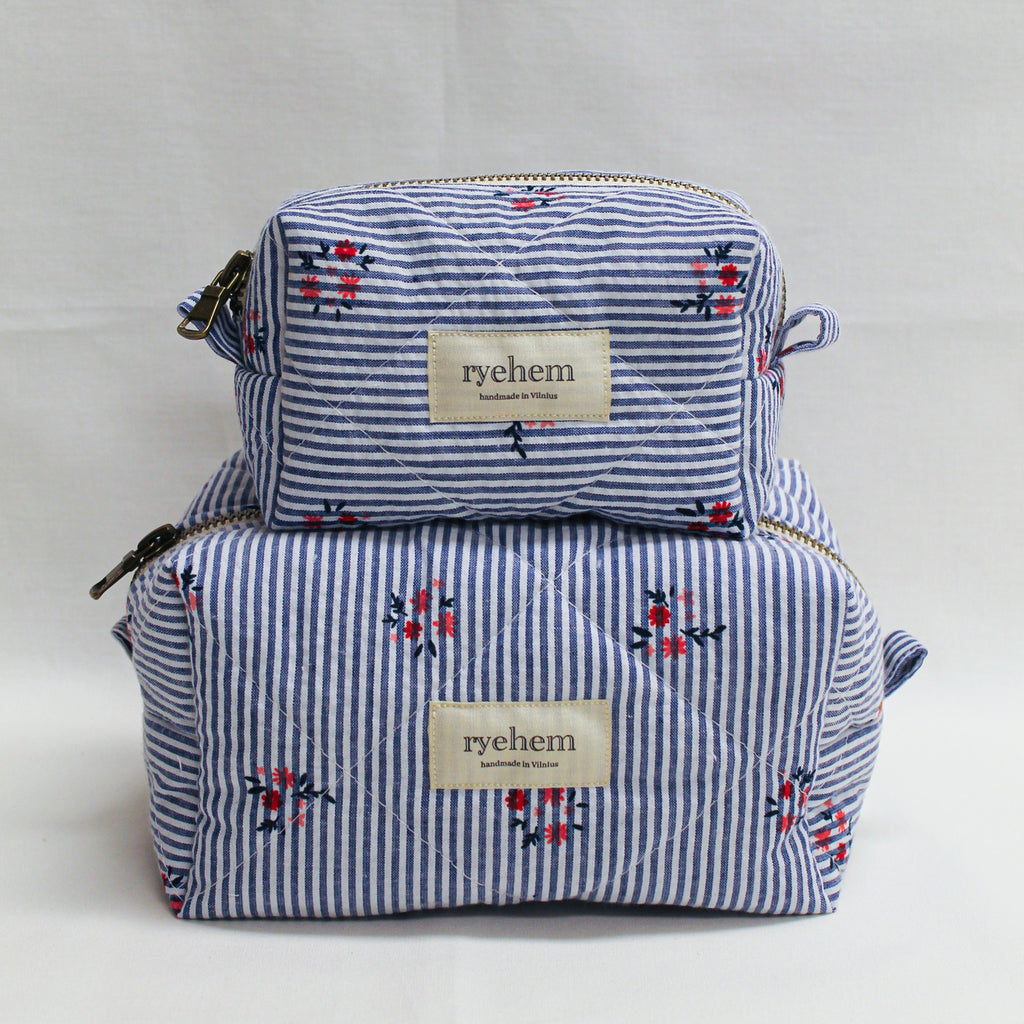 Quilted Striped Cotton Pouch