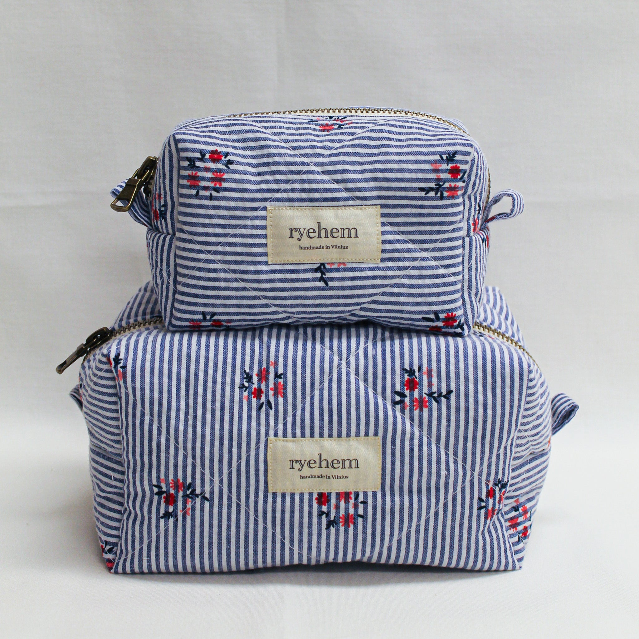 Quilted Striped Cotton Pouch