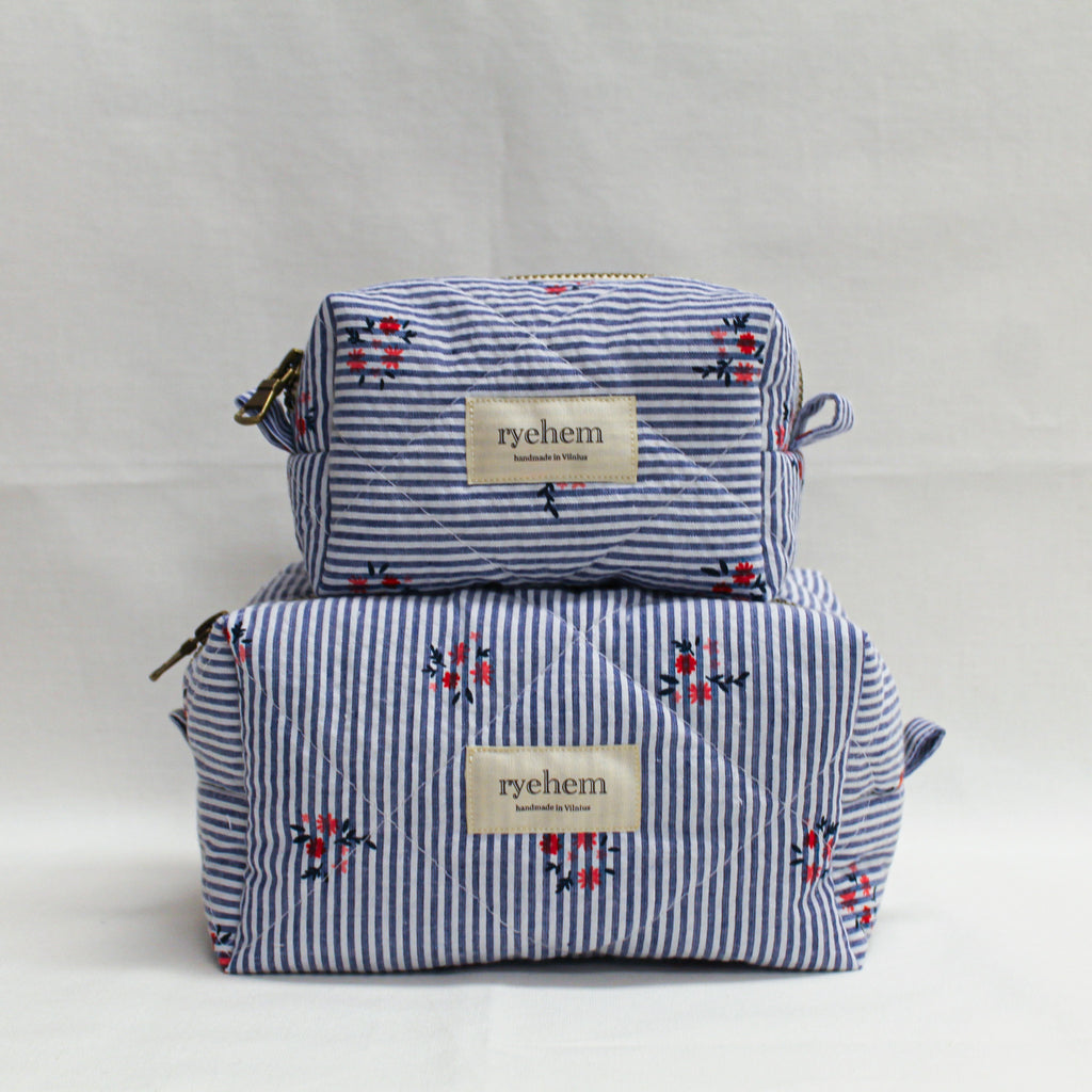 Quilted Striped Cotton Pouch