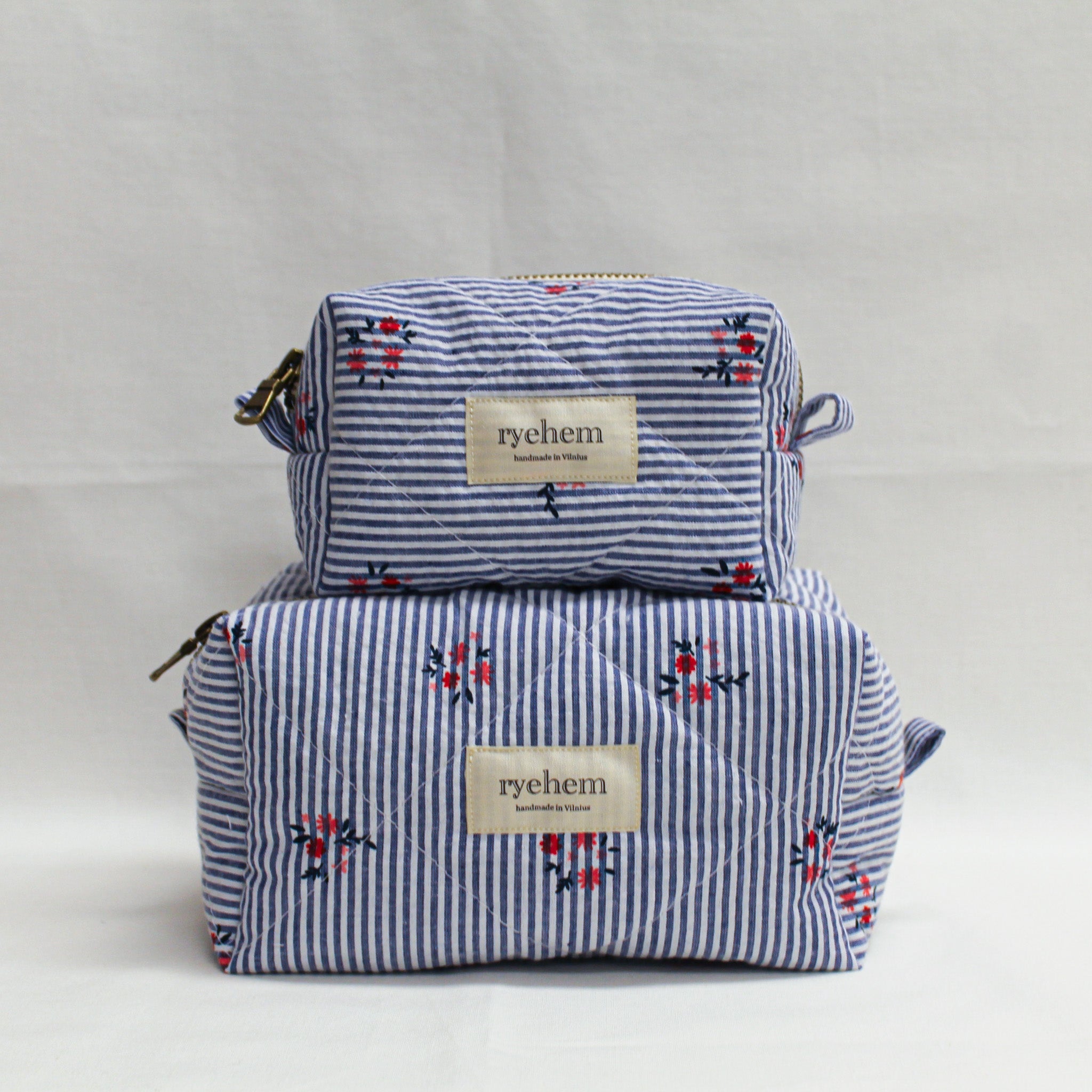 Quilted Striped Cotton Pouch