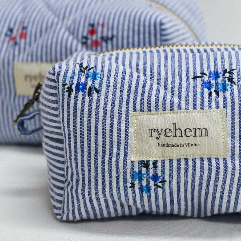 Quilted Striped Cotton Pouch