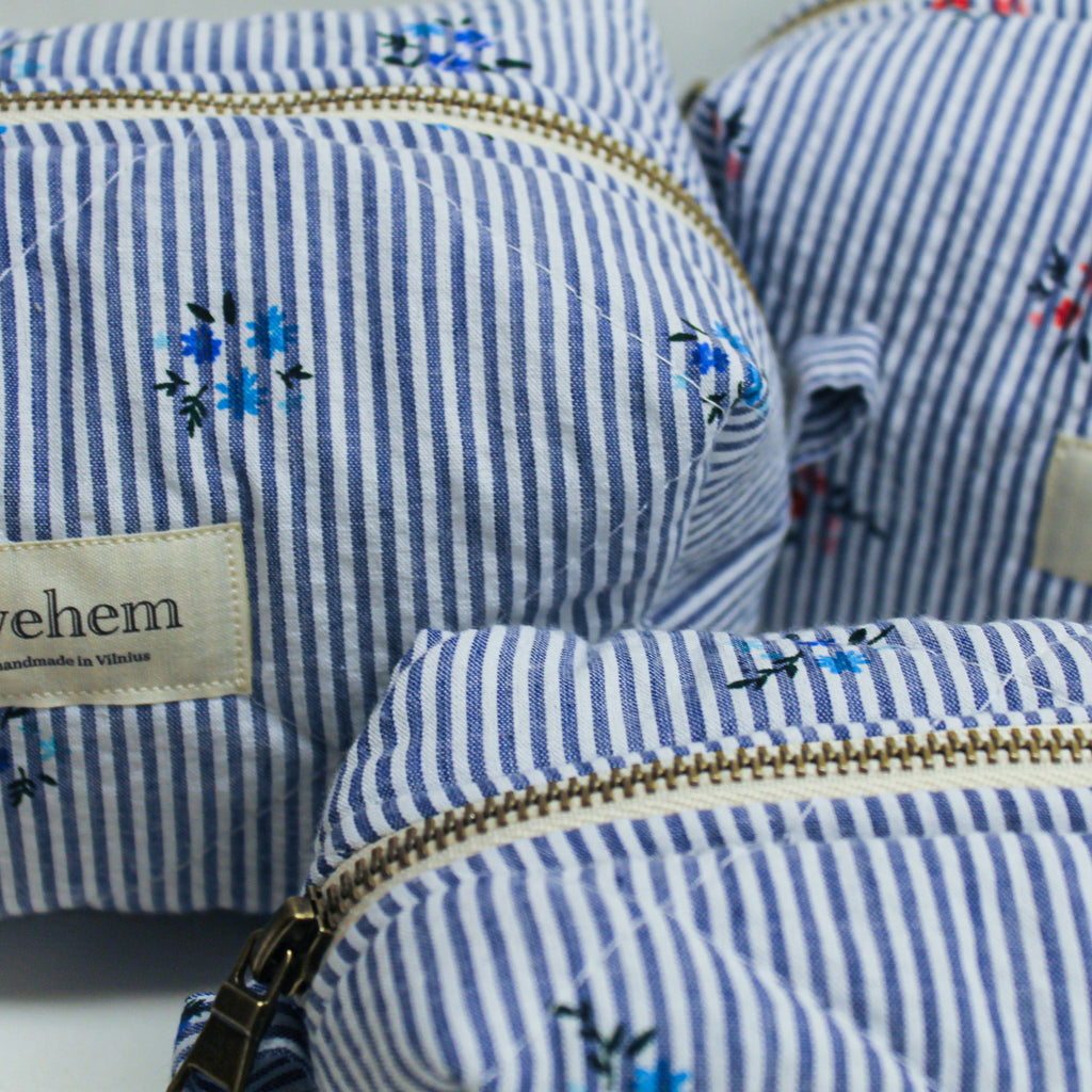 Quilted Striped Cotton Pouch